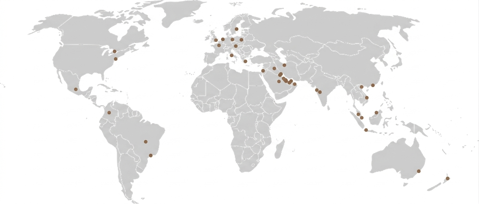 Map of Alada's global project footprint across infrastructure and industry